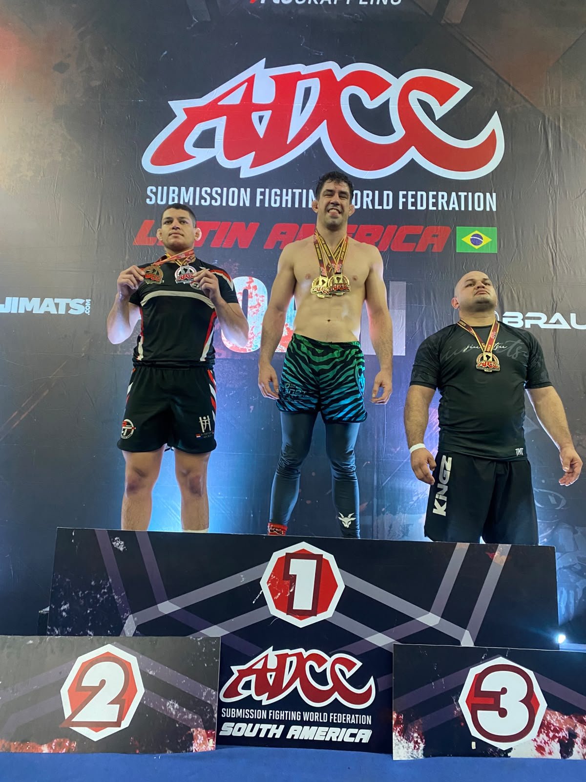 Roger Domínguez en el 1er lugar del podio, ADCC Latin America Open